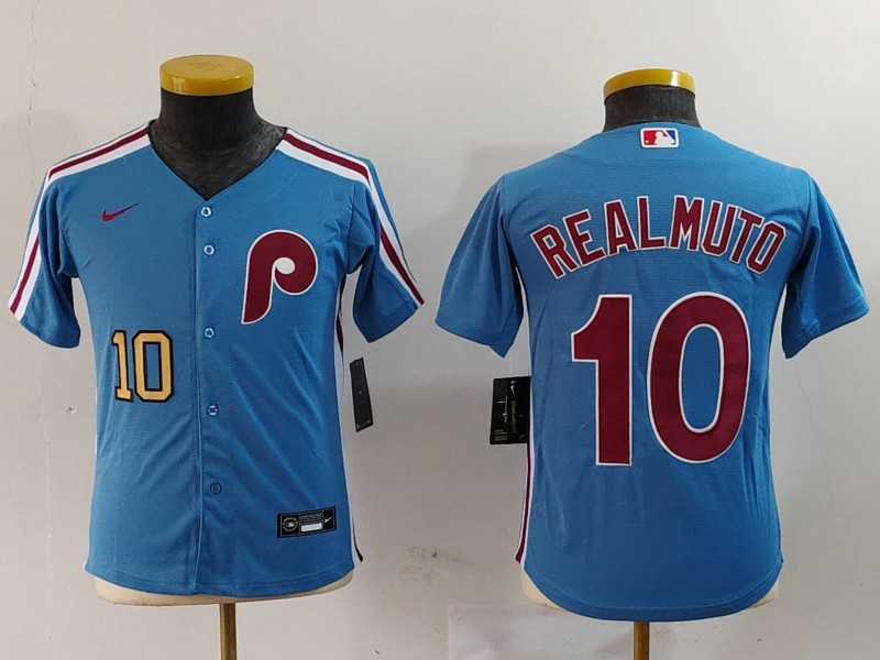 Youth Philadelphia Phillies #10 JT Realmuto Light Blue Cooperstown Cool Base Jerseys->mlb womens jerseys->MLB Jersey